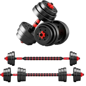 Adjustable Dumbbell Set for Home Gym 44bls Weight Plates, 3-in-1