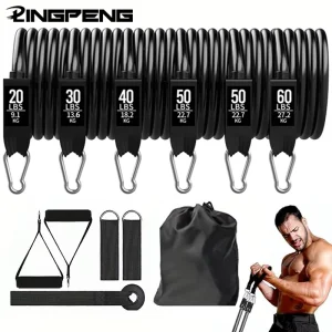 Resistance Training Bands Set, With Door Anchor, Handles, Carry Bag, and Ankle Straps