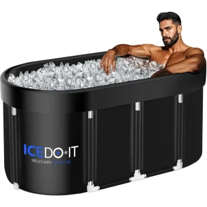 Collapsible Cold Plunge Tub, 129 Gal XL Large Oval Ice Bath Tub for Athletes,